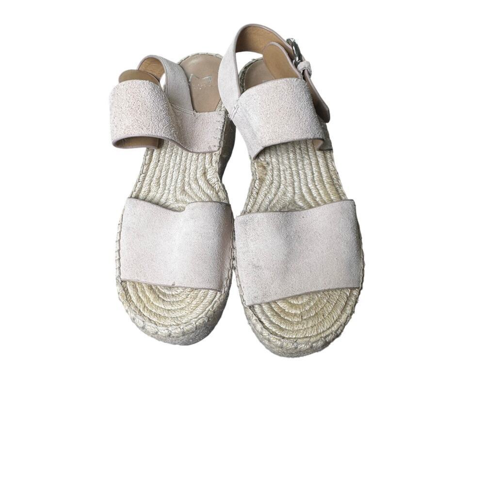 MARC Fisher Renni Pink Suede Leather Espadrille Platform Wedge Sandals Sz 7.5
